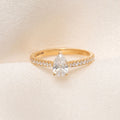 Pave-0.75 CT Pear Lab Grown Diamond Engagement Ring
