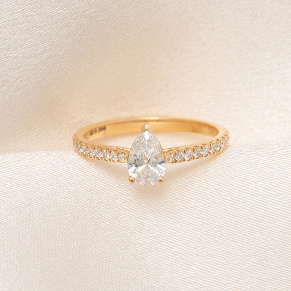 Pave-0.75 CT Pear Lab Grown Diamond Engagement Ring - Pave-0.75 CT Pear Lab Grown Diamond Engagement Ring