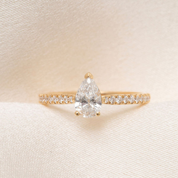 Pave-0.75 CT Pear Lab Grown Diamond Engagement Ring - Pave-0.75 CT Pear Lab Grown Diamond Engagement Ring
