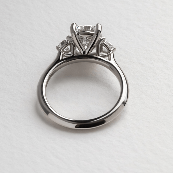Three Stone-Elongated Cushion Lab Grown Diamond Engagement Ring - Solitaire-Oval Lab Grown Diamond Engagement Ring