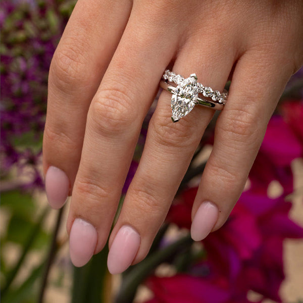 Hidden Halo-2.5 CT Marquise Lab Grown Diamond Engagement Ring - Hidden Halo-2.5 CT Marquise Lab Grown Diamond Engagement Ring