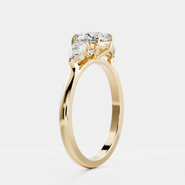 Three Stones & Cathedral-Round Lab Grown Diamond Engagement Ring - Solitaire-Oval Lab Grown Diamond Engagement Ring