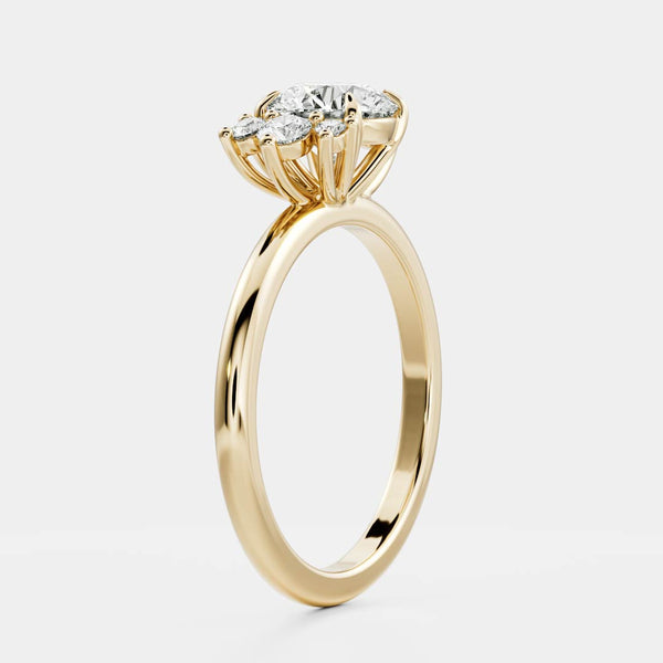 Cluster-Round Lab Grown Diamond Engagement Ring - Solitaire-Oval Lab Grown Diamond Engagement Ring