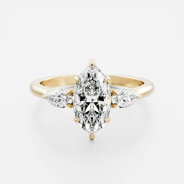 Three Stone & Cathedral-Marquise Lab Grown Diamond Engagement Ring - Solitaire-Oval Lab Grown Diamond Engagement Ring