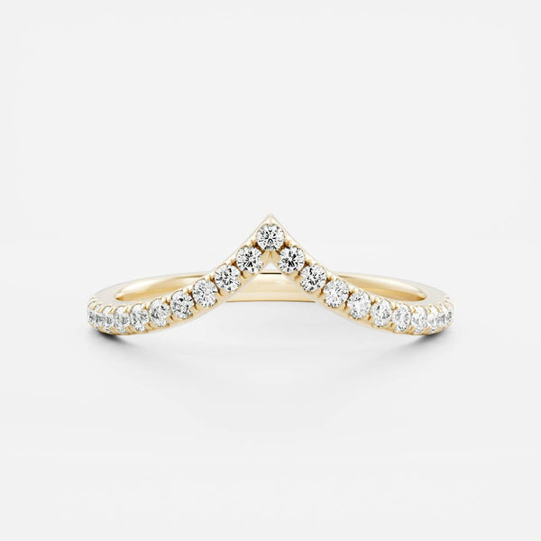 Chevron Half Eternity- 0.41 CT Round Moissanite Wedding Band - Half Eternity- 0.20 CT Oval Moissanite Wedding Band