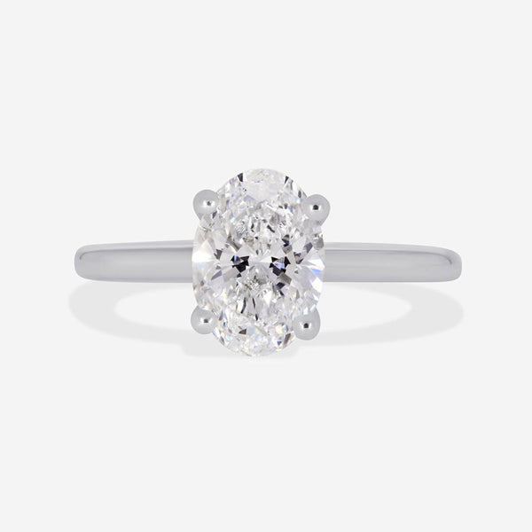 Solitaire & Hidden Halo-1.5 CT Oval Lab Grown Diamond Engagement Ring - Solitaire & Hidden Halo-1.5 CT Oval Lab Grown Diamond Engagement Ring