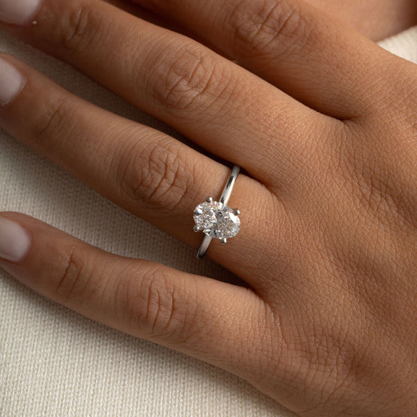 Solitaire & Hidden Halo-1.5 CT Oval Lab Grown Diamond Engagement Ring - Solitaire & Hidden Halo-1.5 CT Oval Lab Grown Diamond Engagement Ring